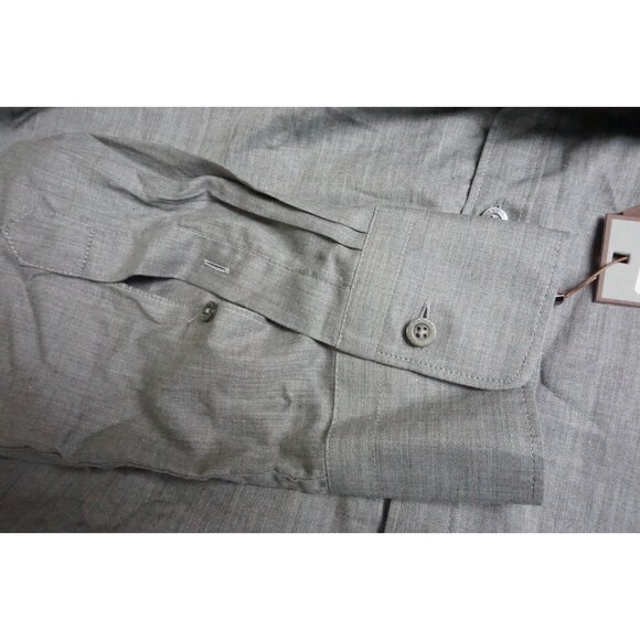 Canali CURRENT Gray Herringbone 100% Cotton Button Up Shirt Sz XL NEW - Picture 2 of 7